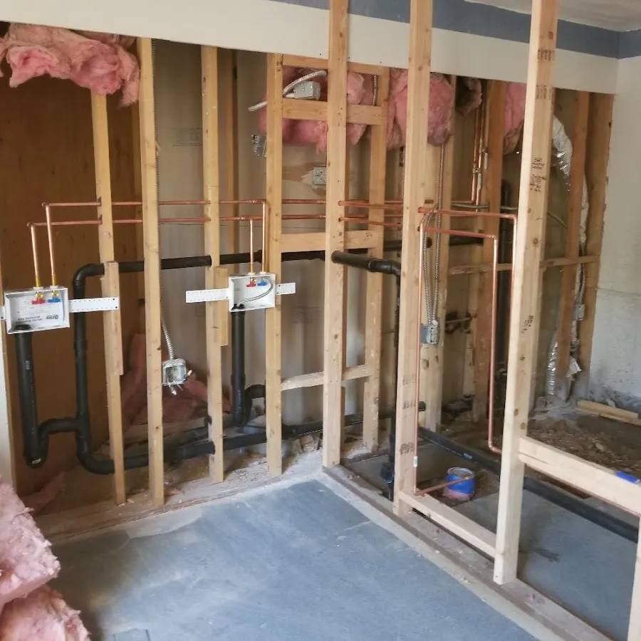 Copper pipe rough-in and plumbing installation in Granby